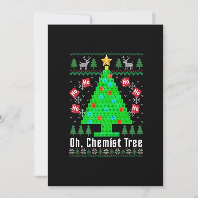 Tarjeta Festiva Oh Árbol Químico Merry Químistree Química Feo Ch (Anverso)