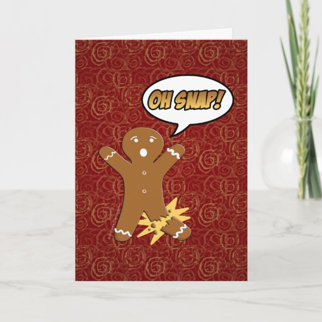 Tarjeta Festiva ¡Oh broche! Hombre de pan de jengibre divertido (Anverso)