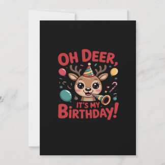 Tarjeta Festiva Oh Ciervo Es Mi Cumpleaños Lindos Reno Festivo Est