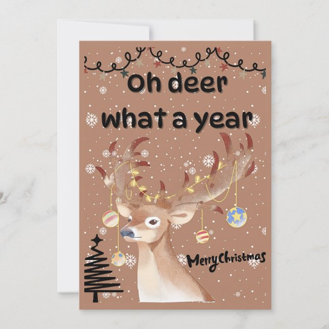 Tarjeta Festiva Oh ciervo qué año  (Anverso)