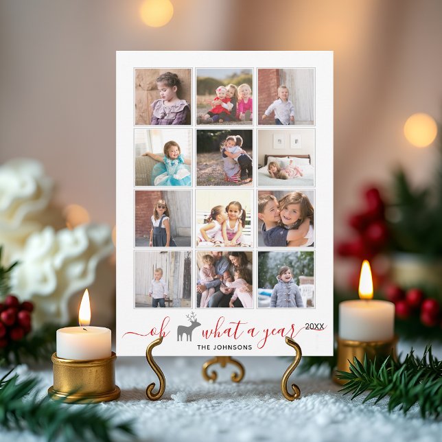 Tarjeta Festiva Oh ciervo qué año en el collage de fotos de revisi (Subido por el creador)