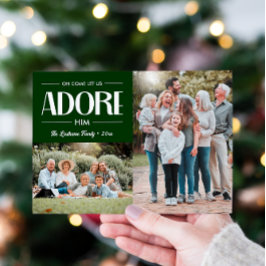 Tarjeta Festiva Oh Come Déjennos Adorarle A Él Cristiano VERDE 2 F