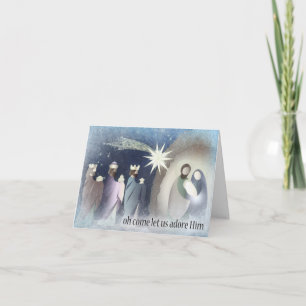 Tarjeta Festiva Oh Come Let Us Adore Him, Nativity Scene