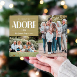 Tarjeta Festiva Oh Come Let Us Adore Him TAN Christian 2 Photo