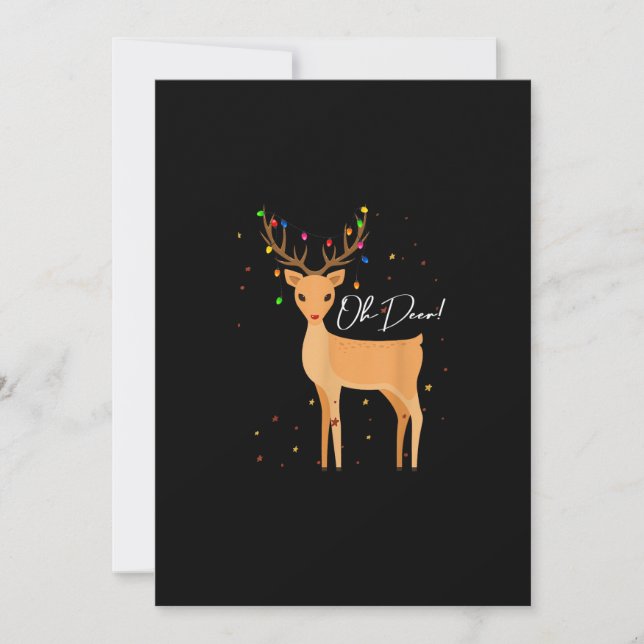 Tarjeta Festiva Oh Deer Christmas Light Pajama CuFlat Holiday Card (Anverso)