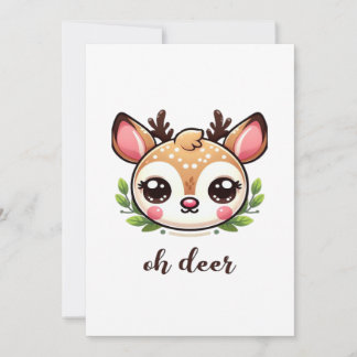 Tarjeta Festiva Oh Deer Cute Deer Minimal Design