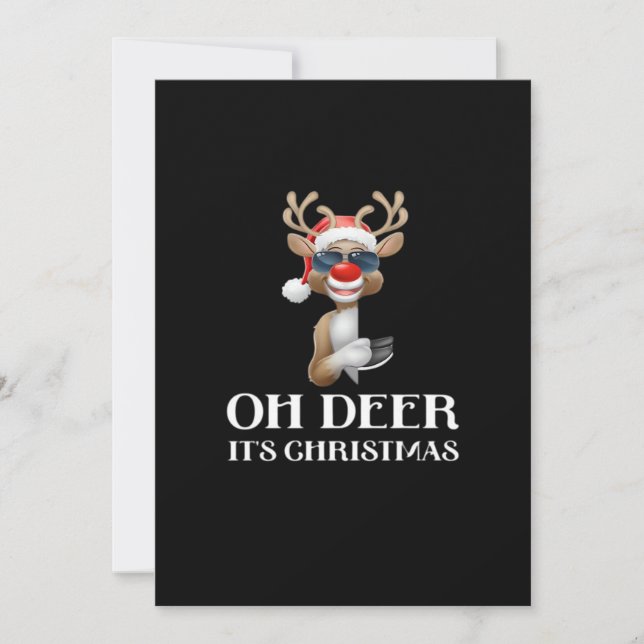 Tarjeta Festiva Oh Deer Its Christmas Reindeer Style (Anverso)