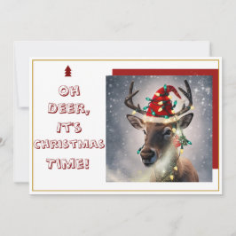 Tarjeta Festiva Oh Deer, It's Christmas Time!" Holiday Card