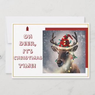 Tarjeta Festiva Oh Deer, It's Christmas Time!" Holiday Card