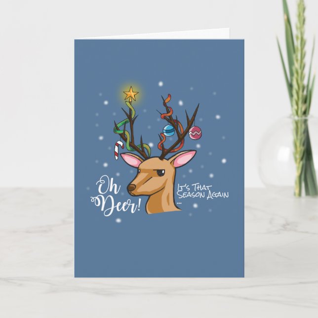 Tarjeta Festiva OH DEER | Navidades divertidos Pun (Anverso)