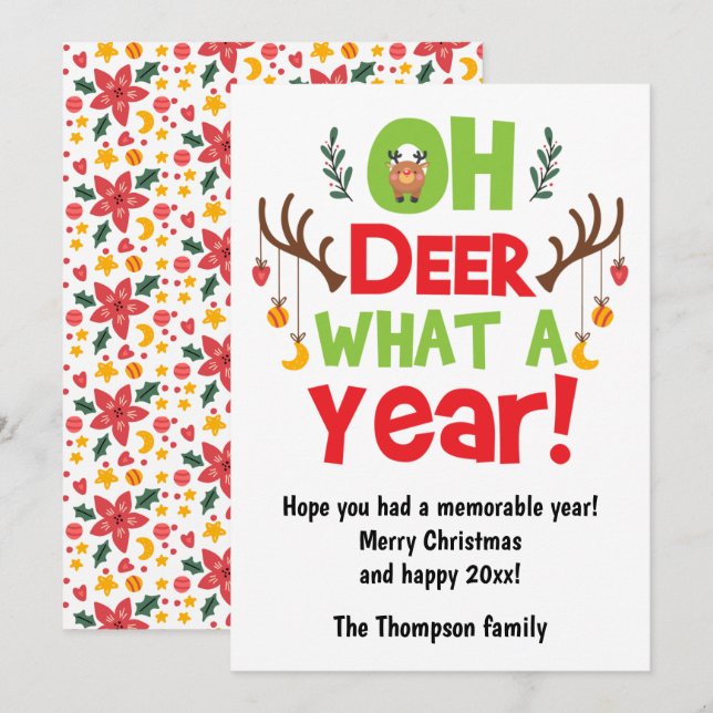 Tarjeta Festiva Oh Deer Qué Año 2025 Navidades De Renos (Anverso / Reverso)