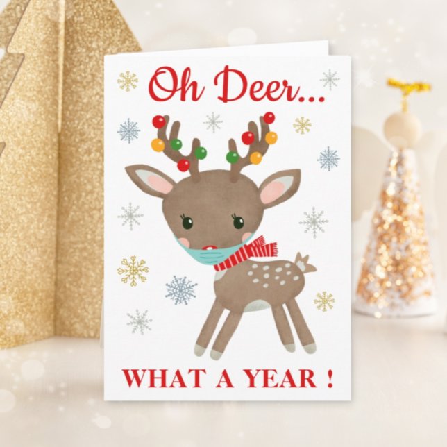 Tarjeta Festiva Oh Deer Qué Año De Reno Con Navidades De Máscara (Subido por el creador)