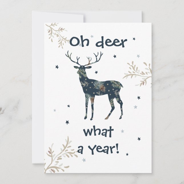 Tarjeta Festiva Oh Deer Qué Año Navidades Cuarentena 2020 (Anverso)