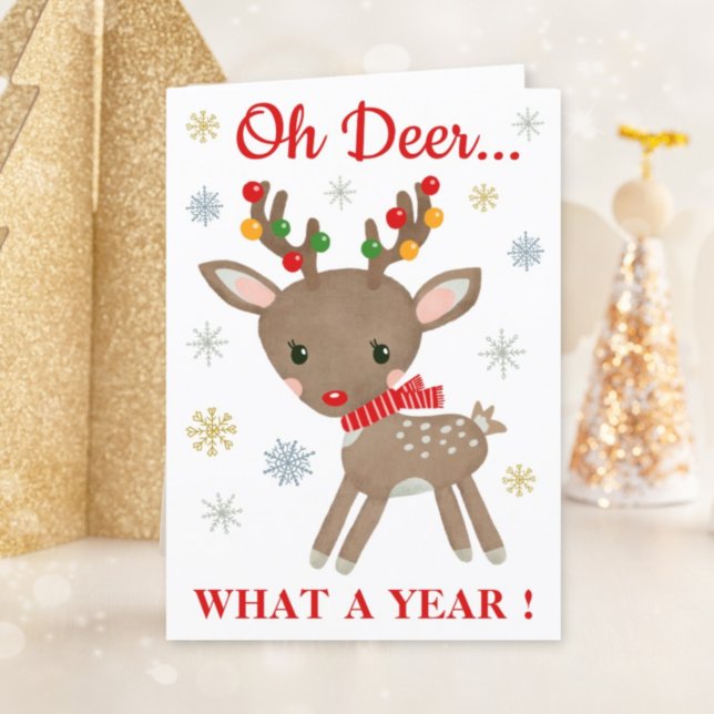 Tarjeta Festiva Oh Deer Qué Año Navidades De Renos (Subido por el creador)