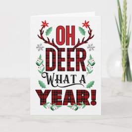 Tarjeta Festiva Oh DEER Qué Año Navidades Tipografía Tartán