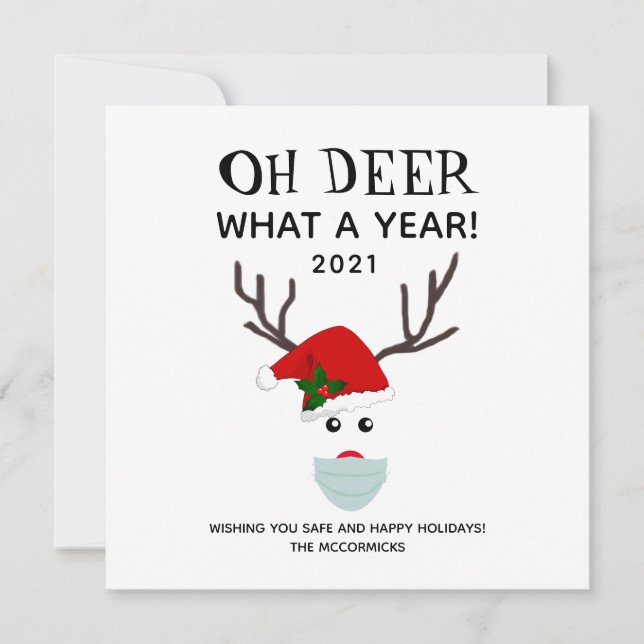 Tarjeta Festiva Oh Deer Qué Diciendo Un Año 2021 Navidades Diverti (Anverso)