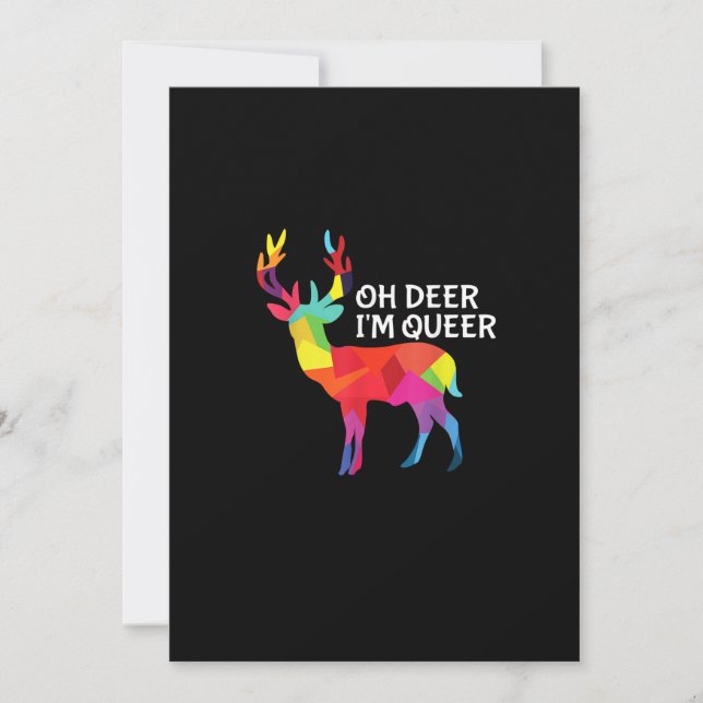 Tarjeta Festiva Oh Deer Queer Funny Pun LGBT Pride Design (Anverso)
