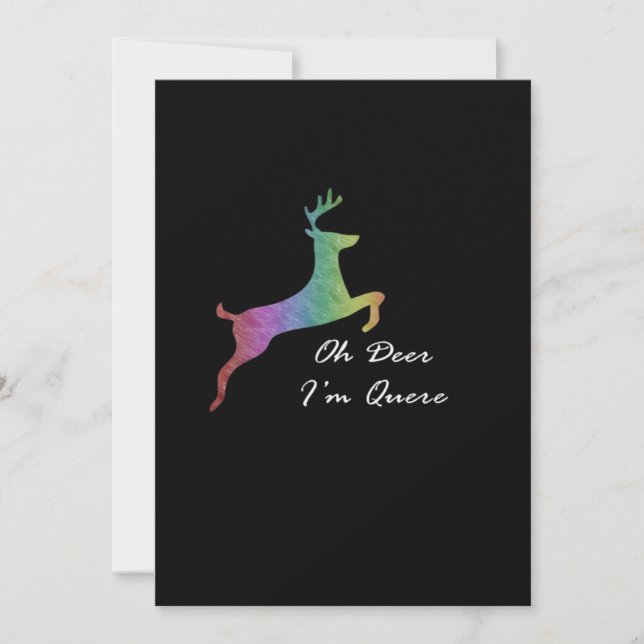 Tarjeta Festiva Oh Deer Queer Funny Pun LGBT PridFlat Holiday Card (Anverso)