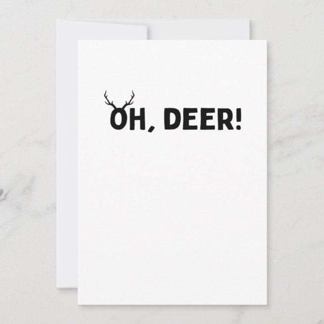 Tarjeta Festiva Oh Deer Simple Aesthetic Flat Holiday Card (Anverso)