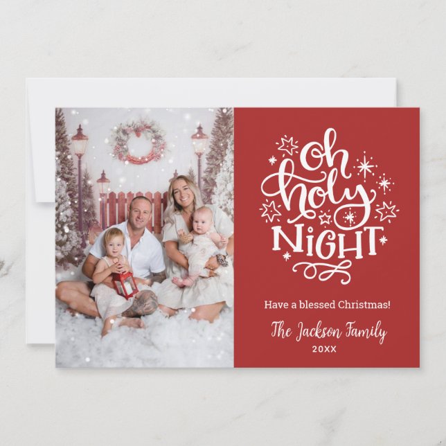 Tarjeta Festiva Oh Holy Night Christian Christmas Photo Cards (Anverso)