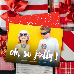 Tarjeta Festiva ¡Oh, Jolly! Foto moderna con guión de pincel de Po