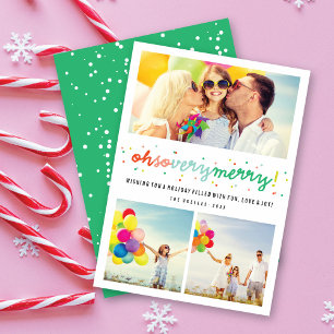 Tarjeta Festiva Oh Muy Merry Colorful Confetti 3 Collage de fotos