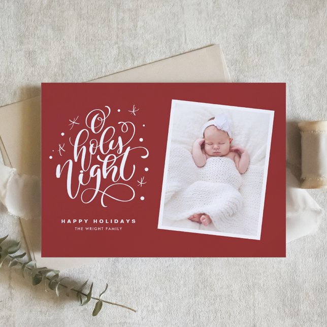 Tarjeta Festiva Oh Navidades de foto de bebé rojo guion nocturno s (Subido por el creador)
