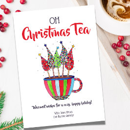 Tarjeta Festiva Oh Navidades Tea Disco Trees