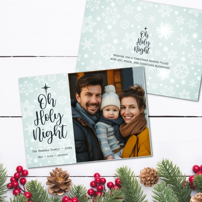 Tarjeta Festiva Oh Personalizado de la noche sagrada Navidades de  (Oh Holy Night Custom Religious Photo Christmas Card)