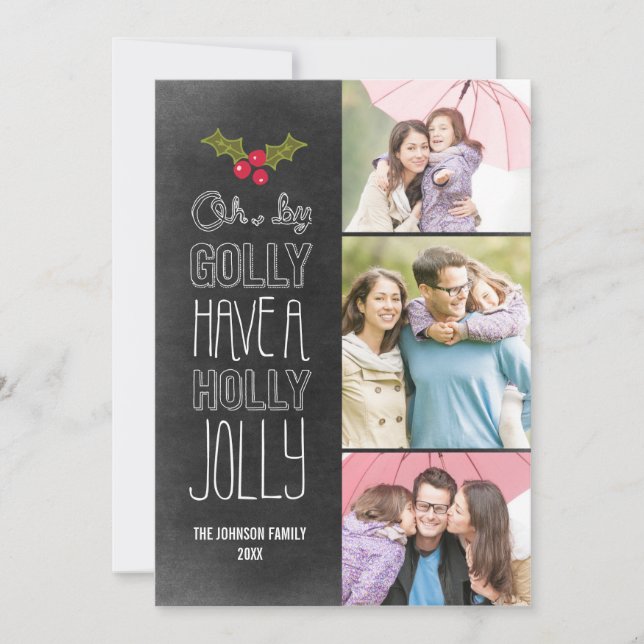 Tarjeta Festiva Oh, por Golly Holiday Photo Card (Anverso)