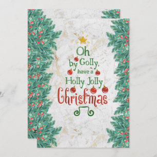 Tarjeta Festiva Oh Por Golly Holly Jolly