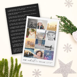 Tarjeta Festiva ¡Oh! Qué Año En Reseña Del Collage de fotos Modern