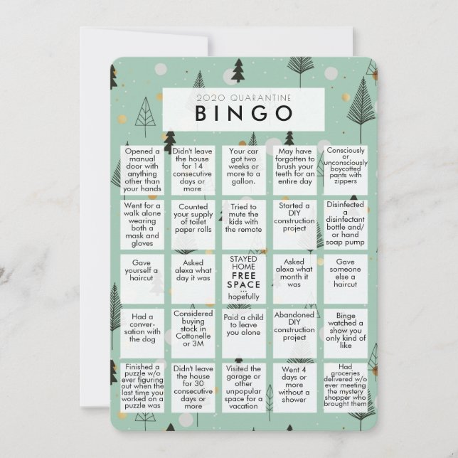 Tarjeta Festiva Oh Qué Año Mint Grn Cuarentena Navidades De Bingo (Anverso)
