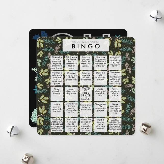 Tarjeta Festiva Oh Qué Año Mint Grn Cuarentena Navidades De Bingo (Anverso/Reverso In Situ)