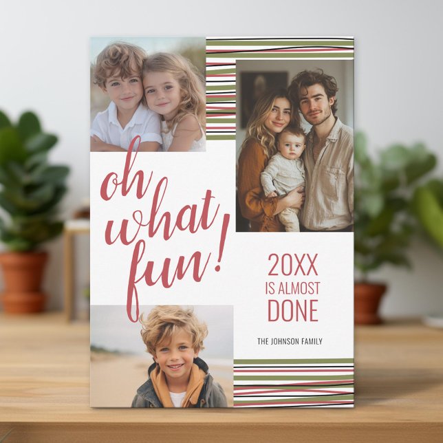 Tarjeta Festiva Oh Qué Diversión - 20XX está casi hecho - rojo 3 F (Unique Photo Card)