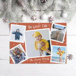 Tarjeta Festiva Oh Qué Divertida Foto De Snowy Collage<br><div class="desc">Rojo con marcos blancos con copos de nieve</div>