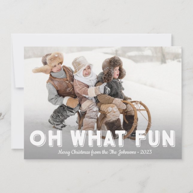 Tarjeta Festiva Oh Qué Divertidas Cartas De Navidades De Fotografí (Anverso)