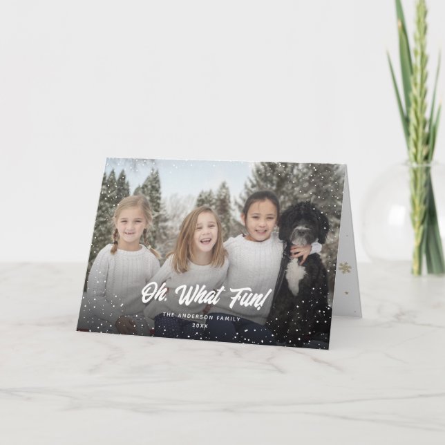 Tarjeta Festiva Oh, qué divertido foto de Snowflakes con nieve (Anverso)