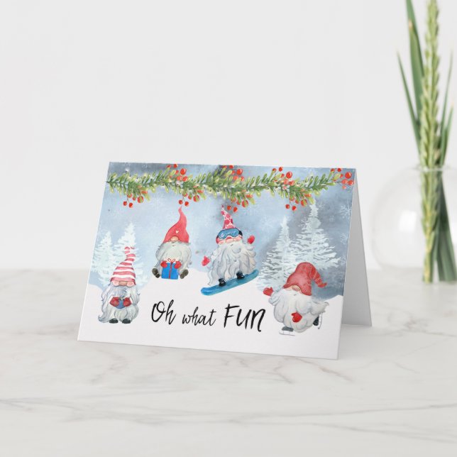 Tarjeta Festiva Oh Qué divertidos juegos de nieve (Anverso)