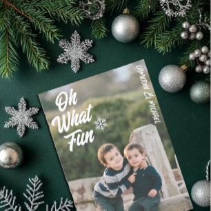 Tarjeta Festiva Oh Qué Navidades de fotos de niños divertidos
