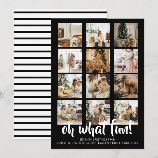Tarjeta Festiva Oh, qué Navidades de fotos divertidas personalizad (Anverso / Reverso)