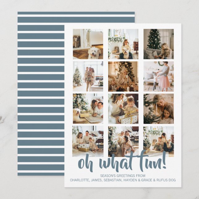 Tarjeta Festiva Oh, qué Navidades de fotos divertidas personalizad (Anverso / Reverso)