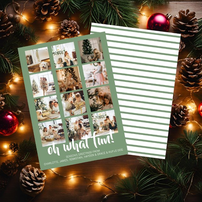 Tarjeta Festiva Oh, qué Navidades de fotos divertidas personalizad (Oh What Fun Photo Christmas Personalized Holiday Cards from Ricaso. Add 12 photographs and your text)