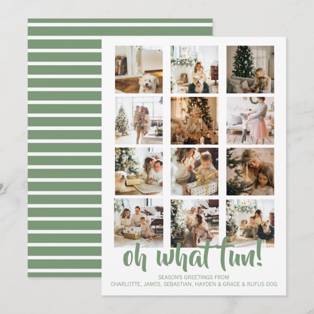 Tarjeta Festiva Oh, qué Navidades de fotos divertidas personalizad (Anverso / Reverso)