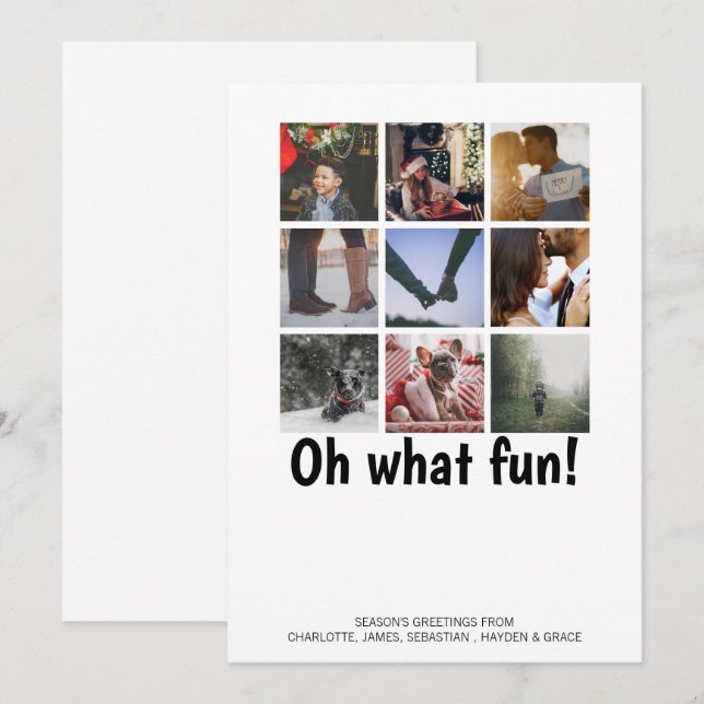 Tarjeta Festiva Oh, qué Navidades de fotos divertidas personalizad (Anverso / Reverso)