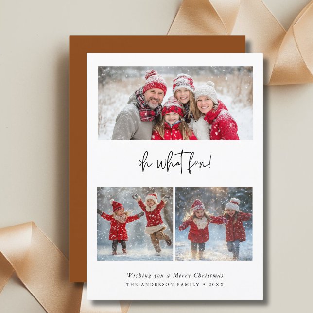 Tarjeta Festiva Oh Qué Navidades divertidos Familia Foto Brown (Subido por el creador)