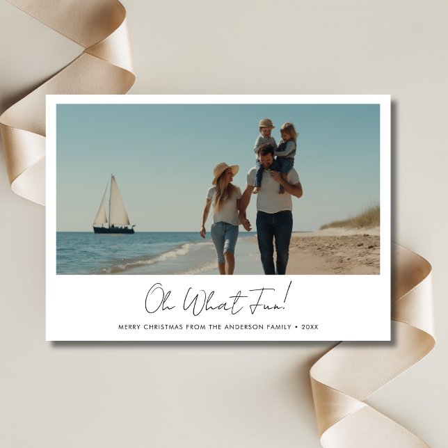 Tarjeta Festiva Oh Qué Navidades Divertidos Familia Foto de Playa  (Subido por el creador)