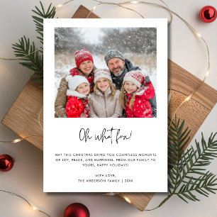 Tarjeta Festiva Oh Qué Navidades divertidos, familia, foto del beb