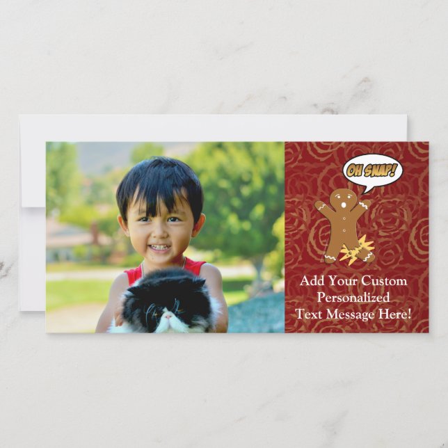 Tarjeta Festiva Oh Snap Funny Navidades Gingerbread Man Broken Leg (Anverso)