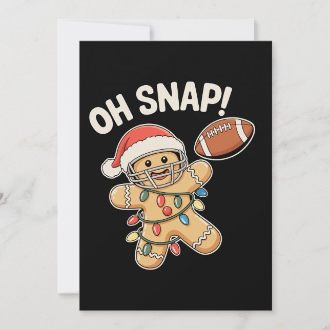 Tarjeta Festiva Oh Snap Gingerbread Football Christmas Xmas Sports (Anverso)